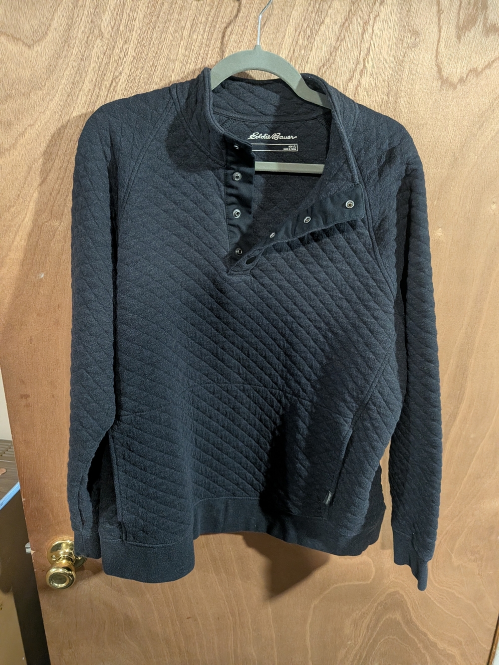 Eddie Bauer Men’s Quilted Snap-Front Pullover - Black